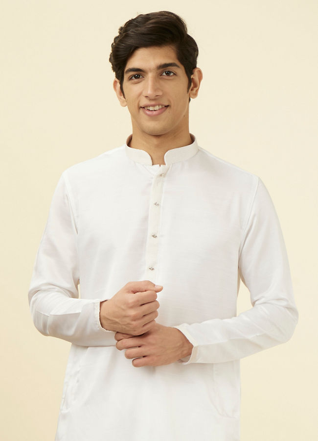 Shell White Embellished Button Kurta Set image number 0